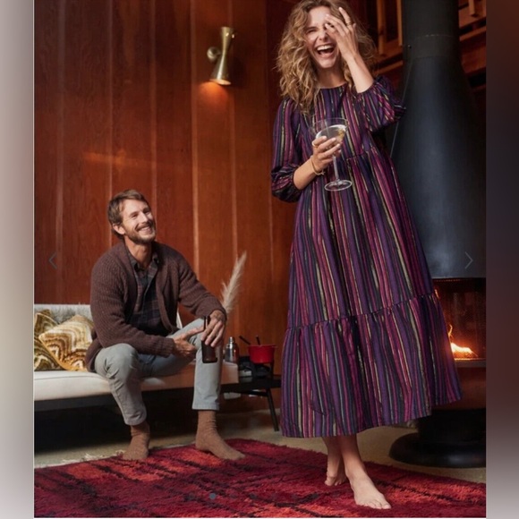 Marine Layer Alice Midi Dress in Lurex Multi-stripe | Size L - Picture 9 of 9